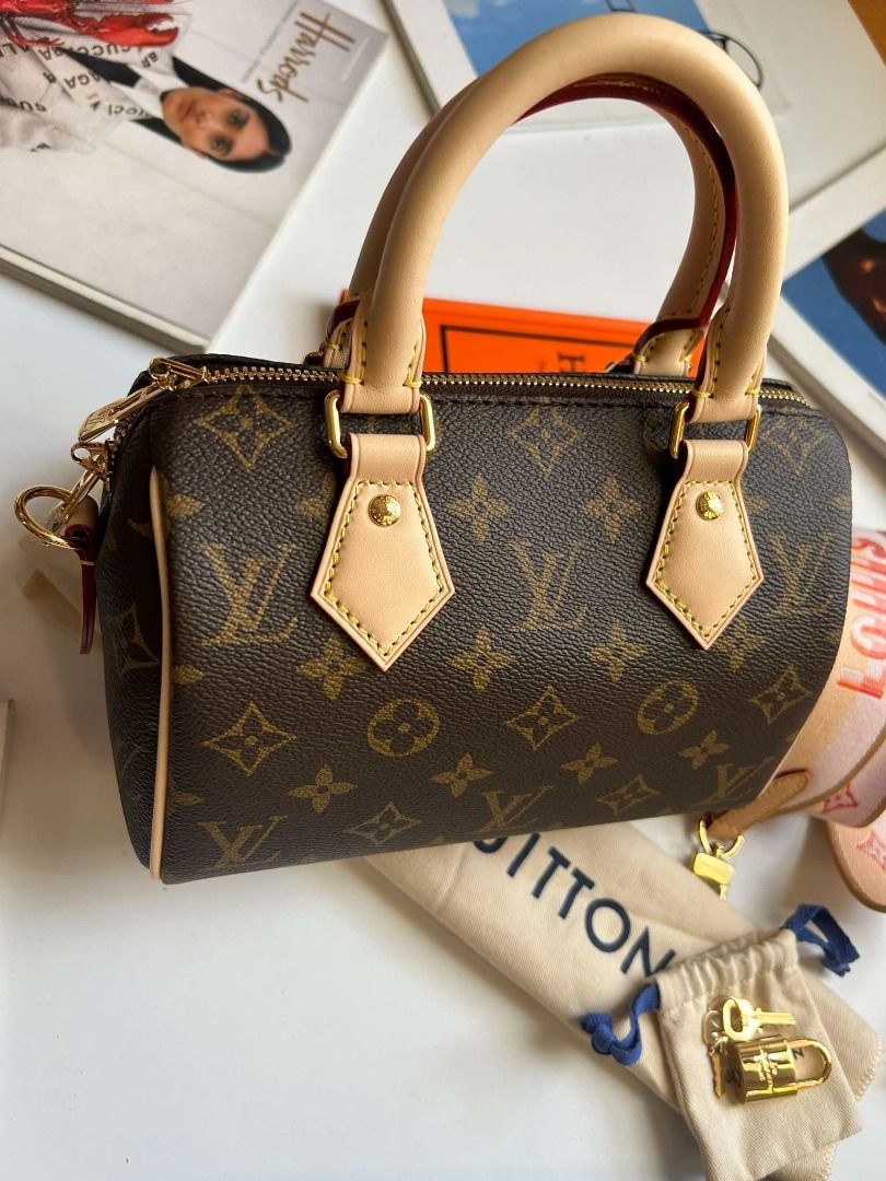 Speedy 20 monogram (Category: Luxury Bags & Wallets) located in Quezon City. Submitted by luxuryamethystph (Listing ID 1320276884, Image 3). Description: pink strap dustbag .