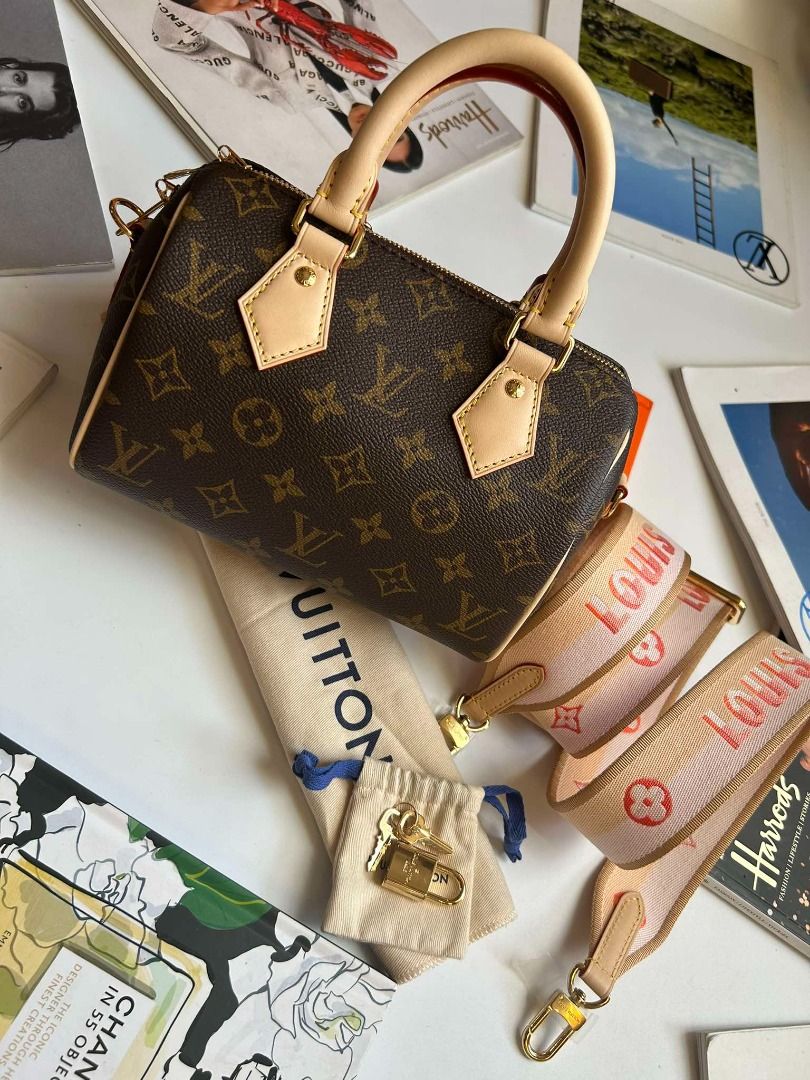 Speedy 20 monogram (Category: Luxury Bags & Wallets) located in Quezon City. Submitted by luxuryamethystph (Listing ID 1320276884, Image 1). Description: pink strap dustbag .