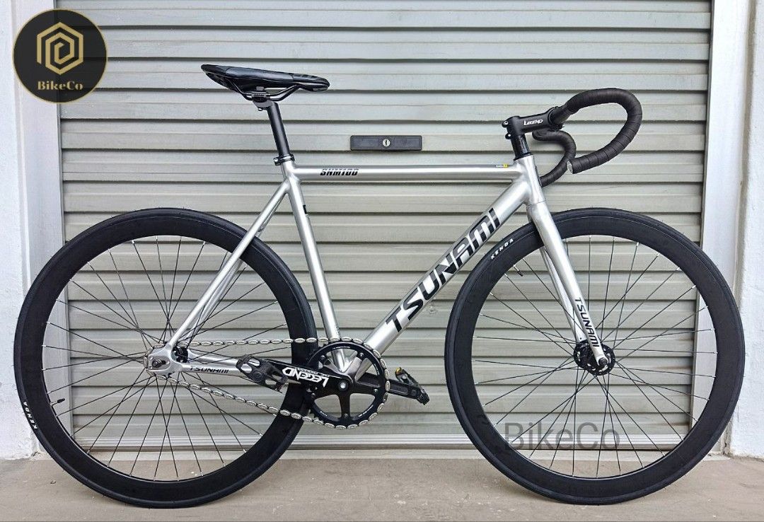 TSUNAMI SNM 100 Classic Silver Fixie Drop Bar Fixed Gear Bicycle Sports Equipment Bicycles Parts Bicycles on Carousell