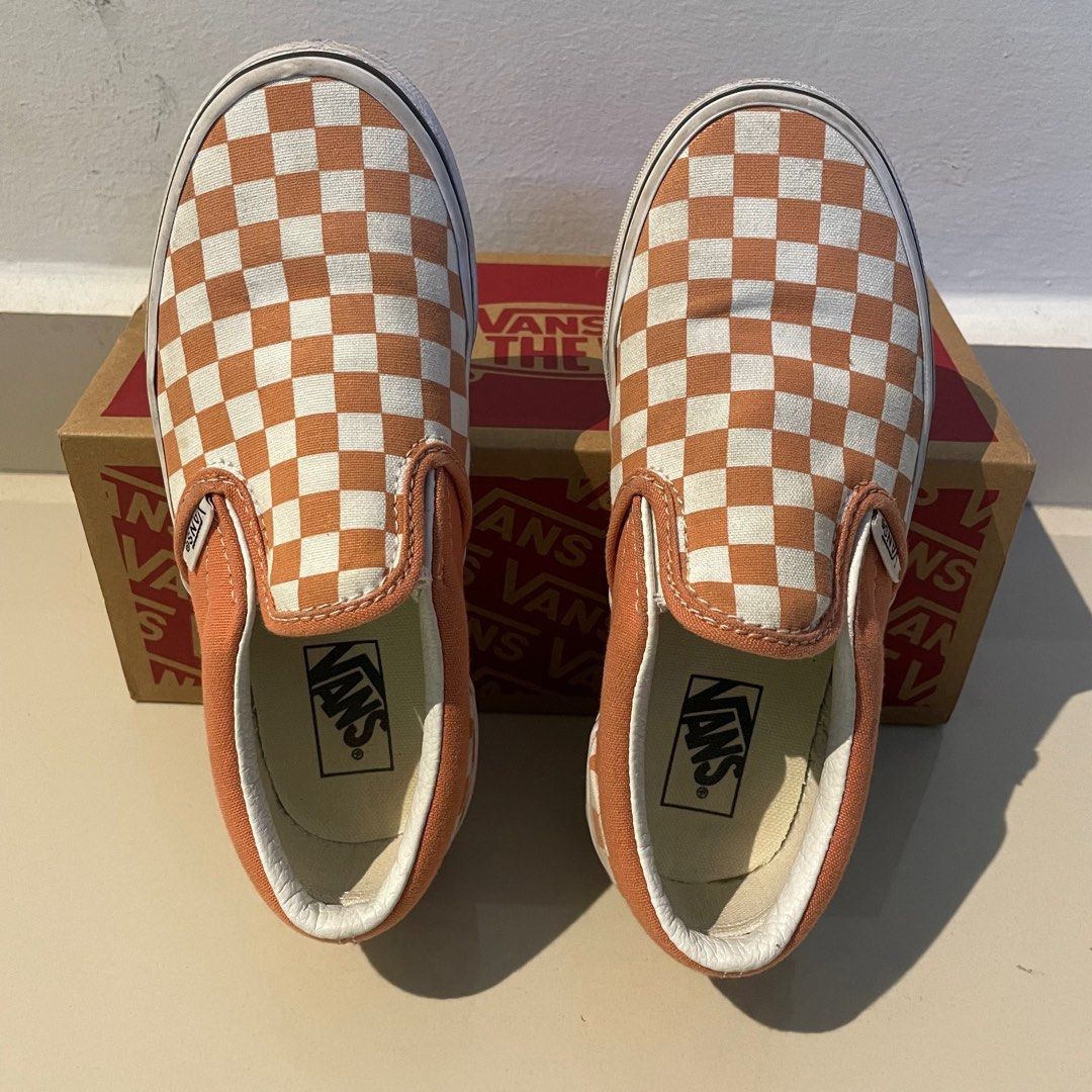 Burnt orange checkered vans store