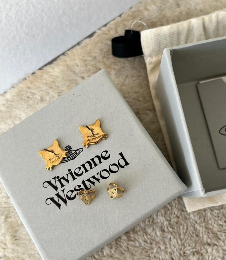 Vivienne Westwood Green Cat Earrings