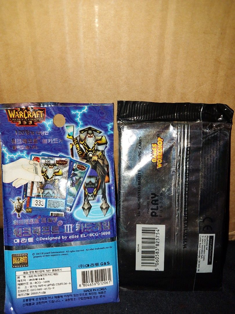 Warcraft & Warhammer Trading cards sealed (Category: Card Packs) located in Davao. Submitted by jeffsantos (Listing ID 1320389951, Image 2). Description: Both for 150.