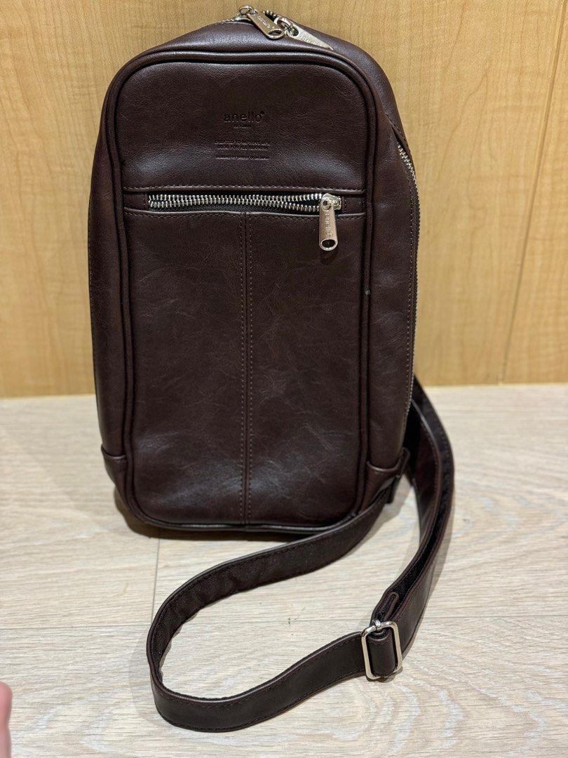 WELL USED Brown Anello Leather Crossbody Bag Men s Fashion Bags Sling Bags on Carousell