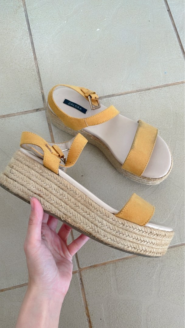 Zalora yellow wedge heels Women s Fashion Footwear Wedges on Carousell