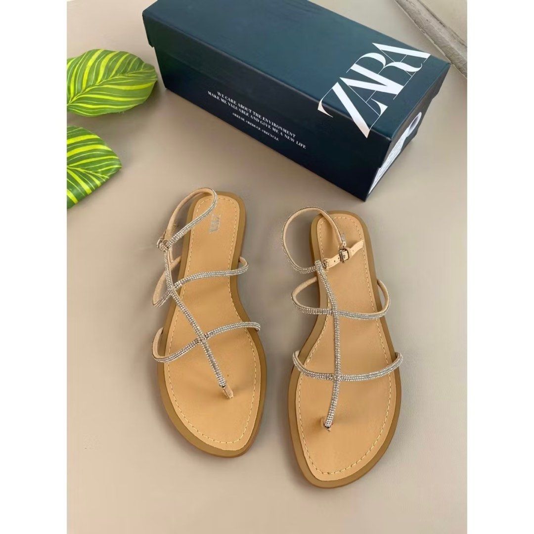 Zara Sandal Flat Beige
