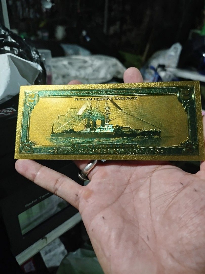 2 dollars battleship gold foil souvenir (Category: Vintage Collectibles) located in Subic. Submitted by regiedaniel01 (Listing ID 1320500072, Image 1). Description: add sf.