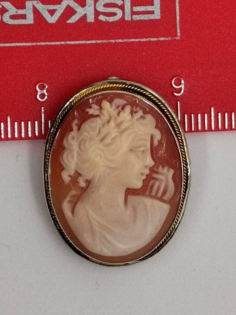 意大利925銀鑲金繩紋邊圈Cameo 頸墜及胸針2用, 興趣及遊戲, 收藏品及紀念品, 古董收藏- Carousell