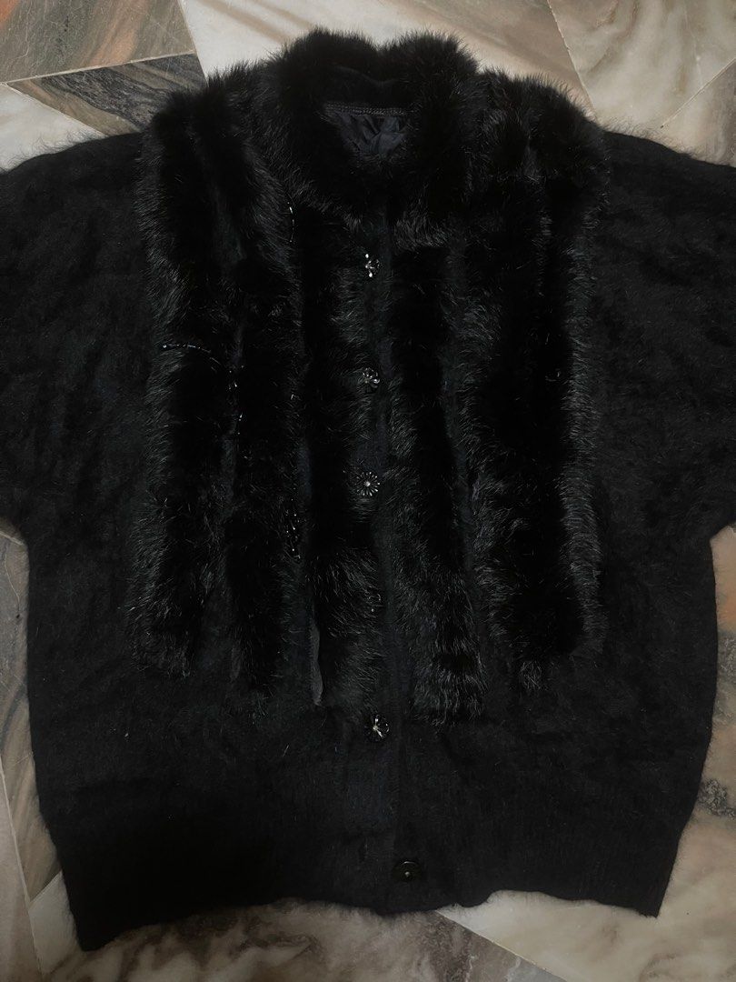 Angora Black Rabbits Mink Fur Jacket, Men's Fashion, Coats, Jackets and ...