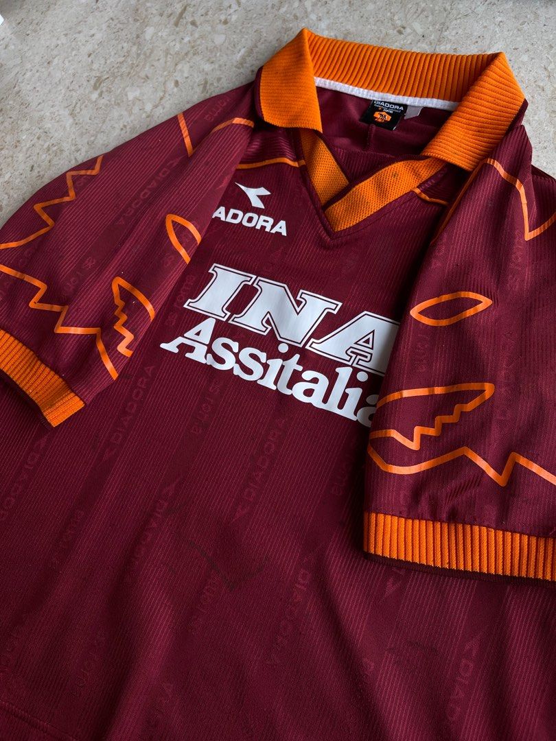 Authentic 99/00 AS Roma Diadora Home Jersey, Men's Fashion