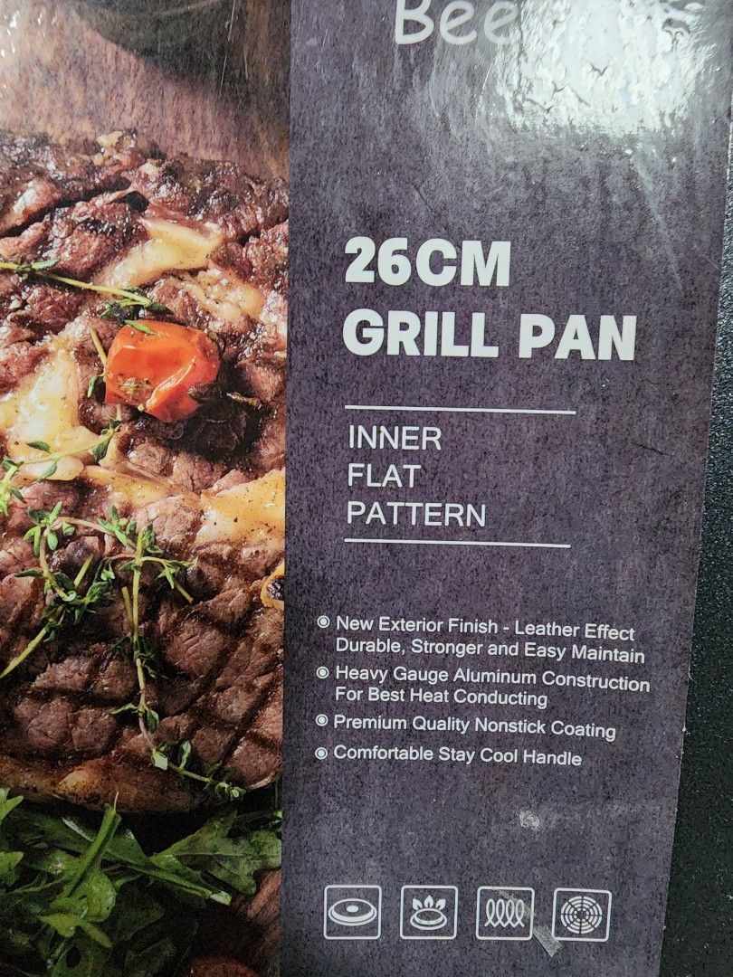BEEFIT Grill Pan (Category: Cookware & Accessories) located in Quezon City. Submitted by senyoramaria (Listing ID 1320402493, Image 2). Description: BEEFIT Grill Pan 26cm 4cm deep ✅️Gas, Electric, Ceramic and Induction ⚠️With minor scratches on edges due to storage..