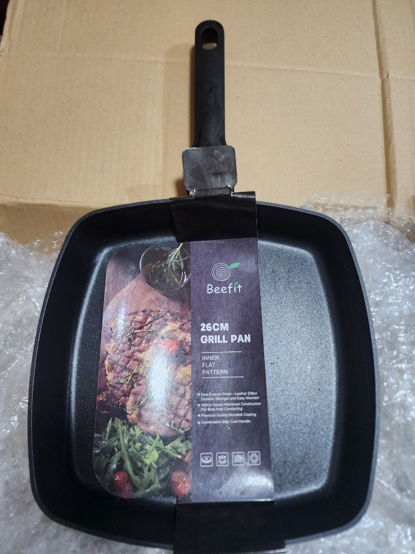 BEEFIT Grill Pan (Category: Cookware & Accessories) located in Quezon City. Submitted by senyoramaria (Listing ID 1320402493, Image 1). Description: BEEFIT Grill Pan 26cm 4cm deep ✅️Gas, Electric, Ceramic and Induction ⚠️With minor scratches on edges due to storage..