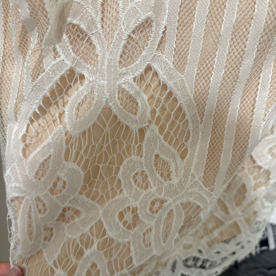 Boohoo ivory lace bodycon dress (Category: Women's Clothes) located in North Ryde. Submitted by __kimmm (Listing ID 1320558167, Image 3). Description: Boohoo ivory lace bodycon dress EU38.