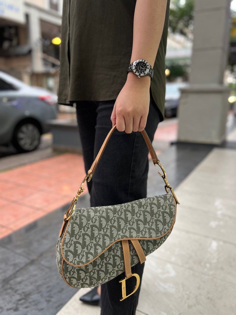 Christian Dior Vintage Saddle Bag Diorissimo Canvas Medium Luxury Bags Wallets on Carousell