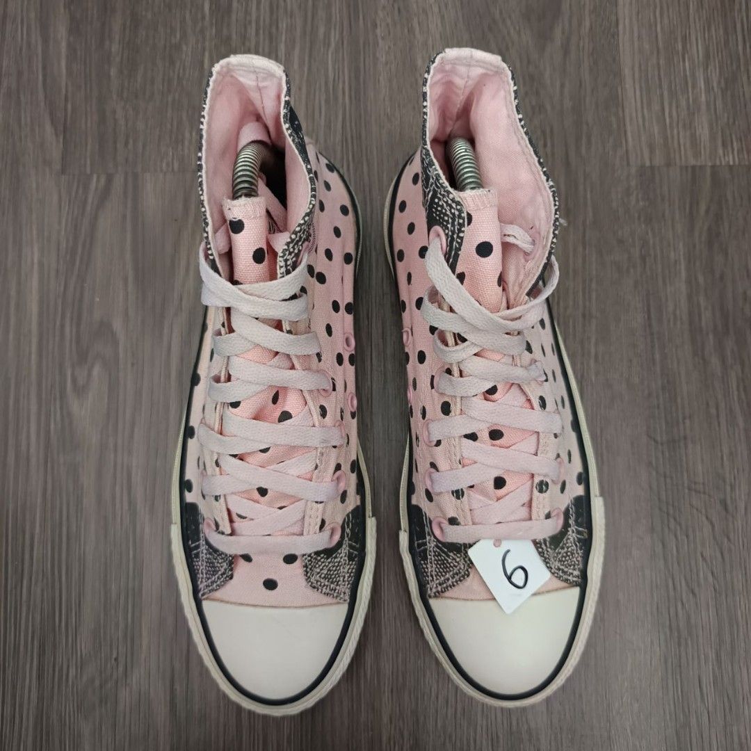Converse All Star Chuck Taylor Highcut Pink Black Polkadot 6UK RM 70 Women s Fashion Footwear Sneakers on Carousell