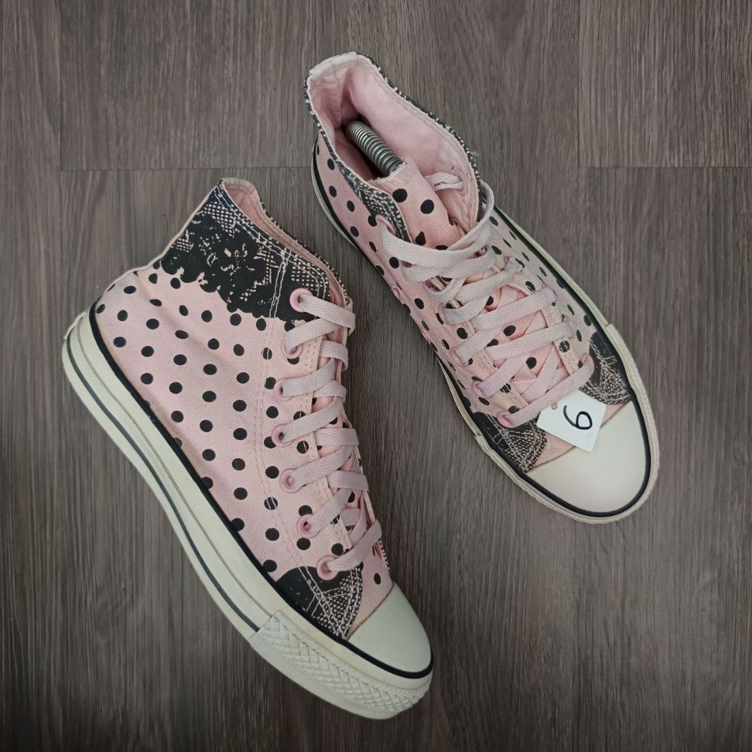 Pink polka dot converse clearance
