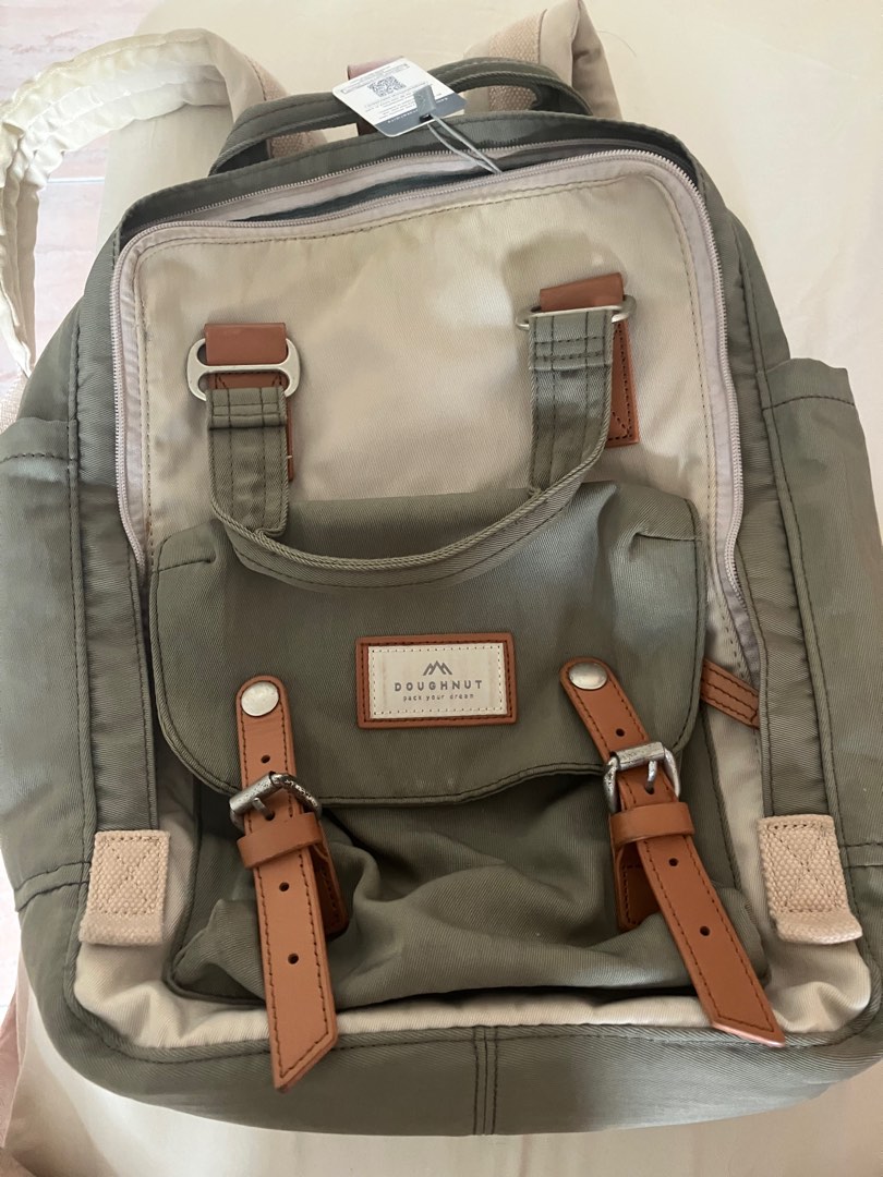 Doughnut Macaroon Backpack Ivory x Light Grey Women s Fashion Bags Wallets Backpacks on Carousell