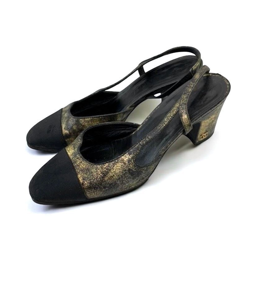 Fast Sale Preloved Chanel Tweed Slingback D'orsay Pumps size 35c