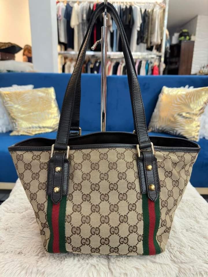 Gucci Beige GG Monogram Logo Sherry Charms Small Shoulder Tote Bag Luxury Bags Wallets on Carousell