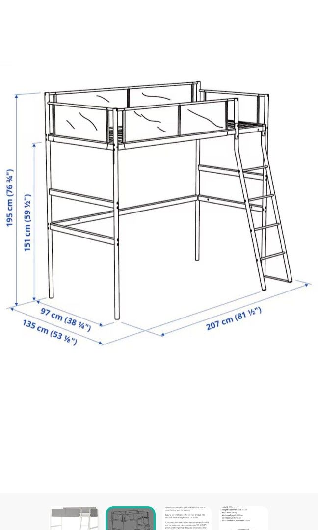 Ikea Vitval loft bed, no mattress, Furniture & Home Living