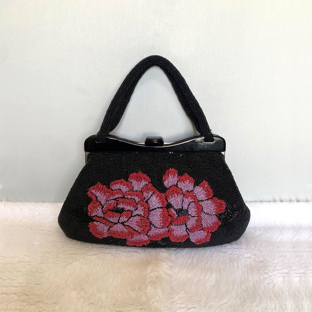 Vintage black beaded evening bag outlet