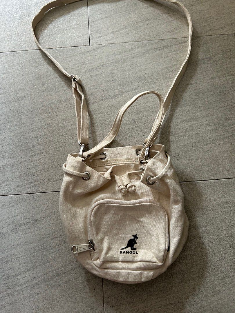 Kangol canvas bucket bag (Category: Cross-body Bags) located in Calamba. Submitted by chwbcca (Listing ID 1320409682, Image 1). Description: used but in good condition authentic measurement in the pics.