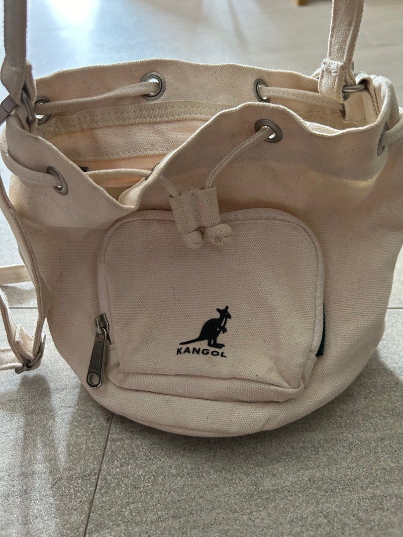 Kangol canvas bucket bag (Category: Cross-body Bags) located in Calamba. Submitted by chwbcca (Listing ID 1320409682, Image 3). Description: used but in good condition authentic measurement in the pics.