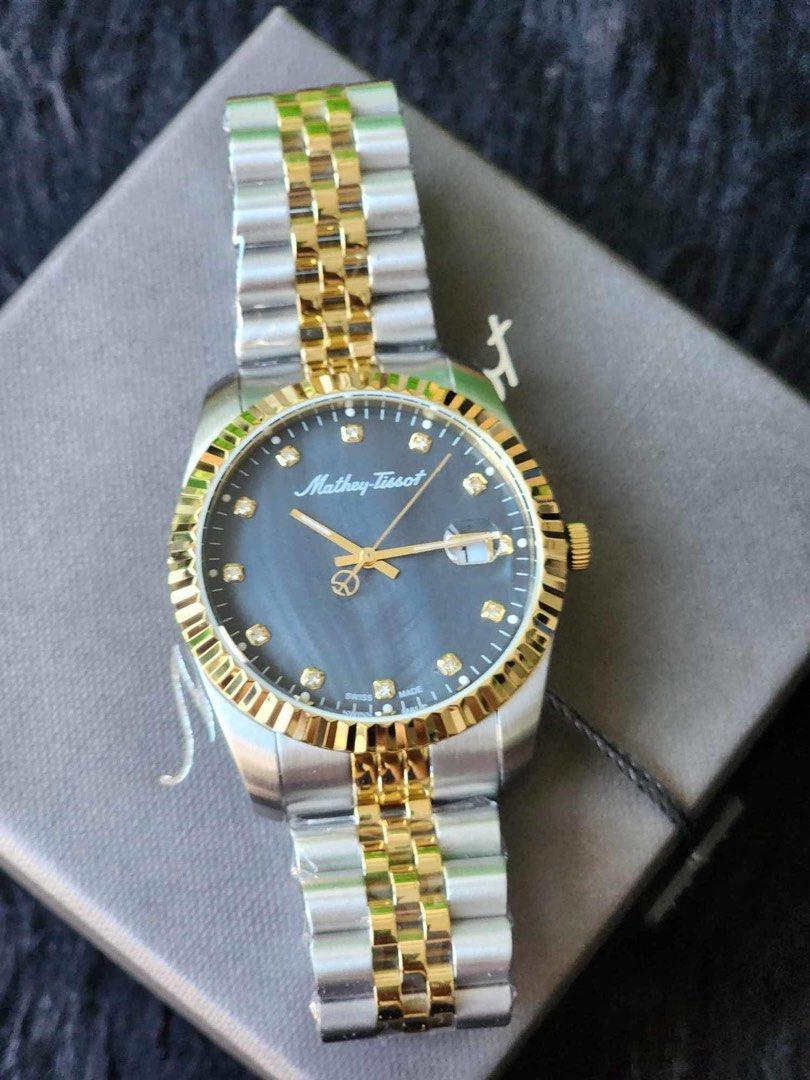 Mathey-Tissot 40mm Two-toned watch (Category: Luxury Watches) located in Pagsanjan. Submitted by b_and_bshop61020 (Listing ID 1320483530, Image 1). Description: Brandnew Mathey Tissot Inclusion: box, tag, card 40mm.