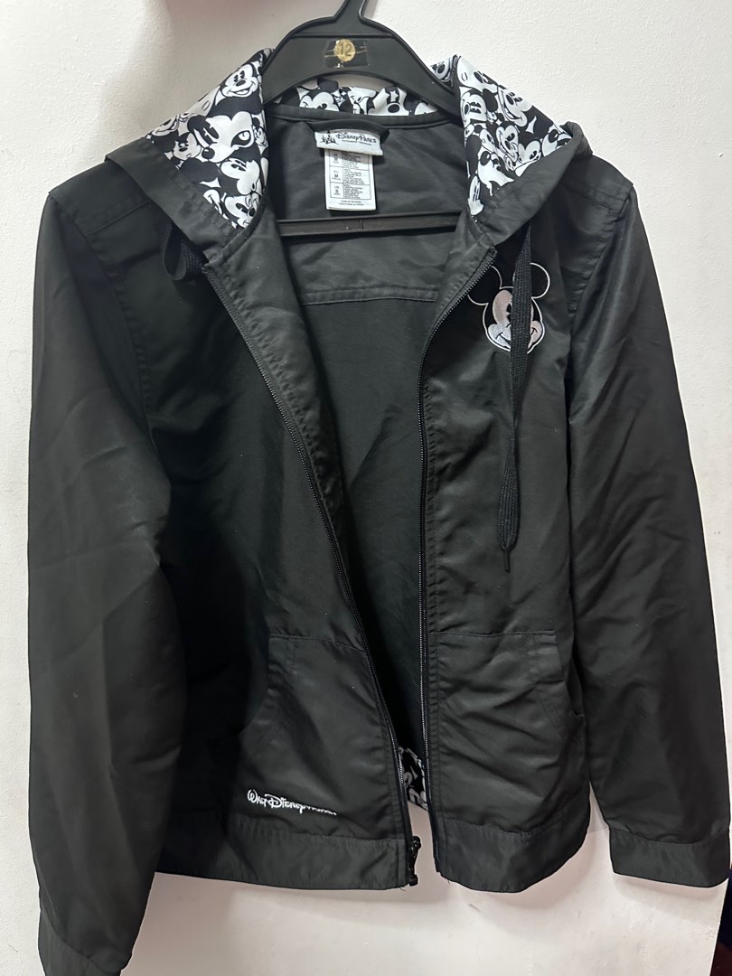 Mickey Mouse Disney Park black vintage windbreaker jacket, Women's