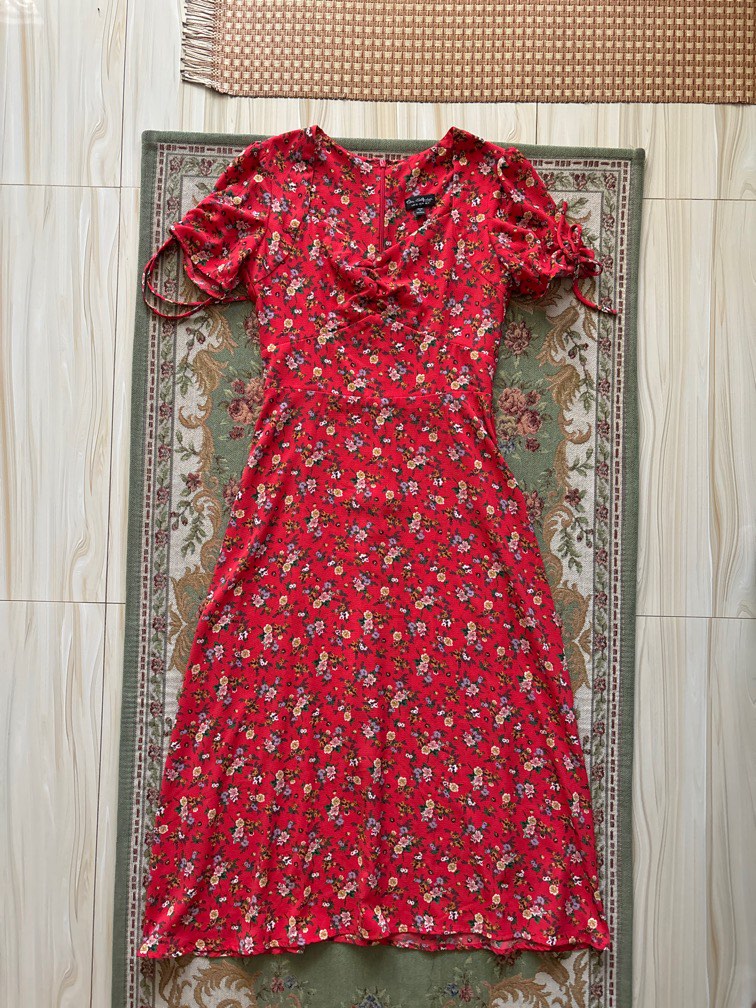 Miss selfridge red floral dress shop