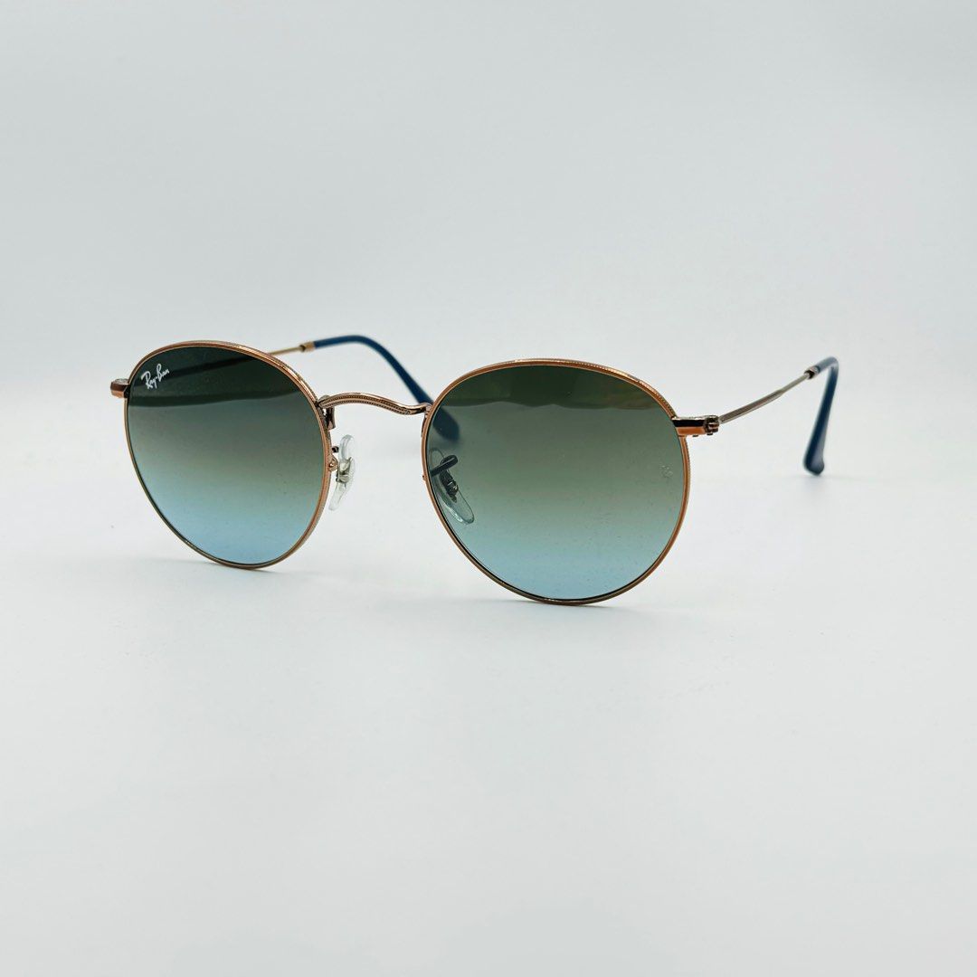 Rayban RB3447 900396 Round Metal Polished Bronze Cooper w Blue Brown Gradient 47 50 53 Men s Fashion Watches Accessories Sunglasses Eyewear on Carousell