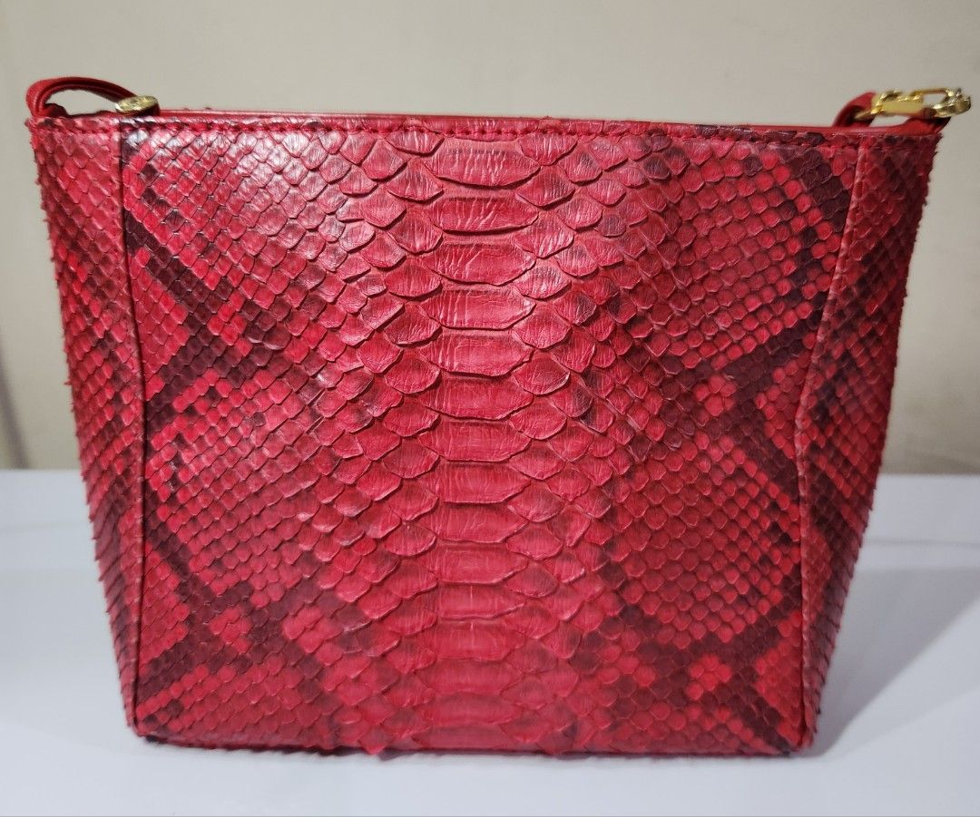 Python Italian Handbag Red Red little python skin bag, Women's Fashion, Bags & Wallets, Clutches ...