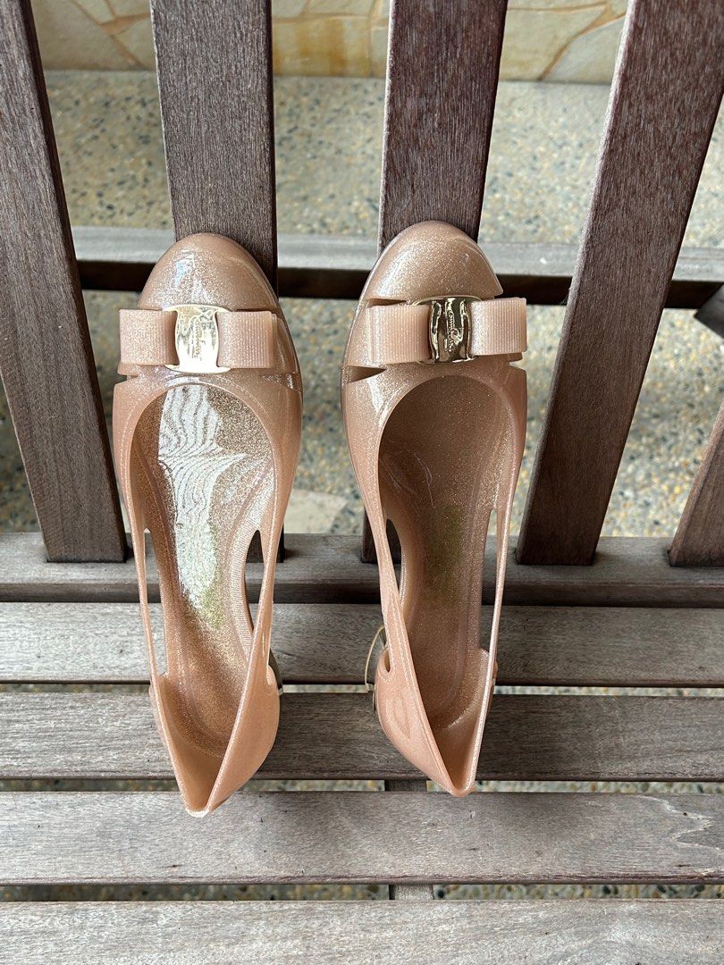 Maroon Ferragamo Jellies Salvatore Ferragamo Pandy Bow Jelly Thong