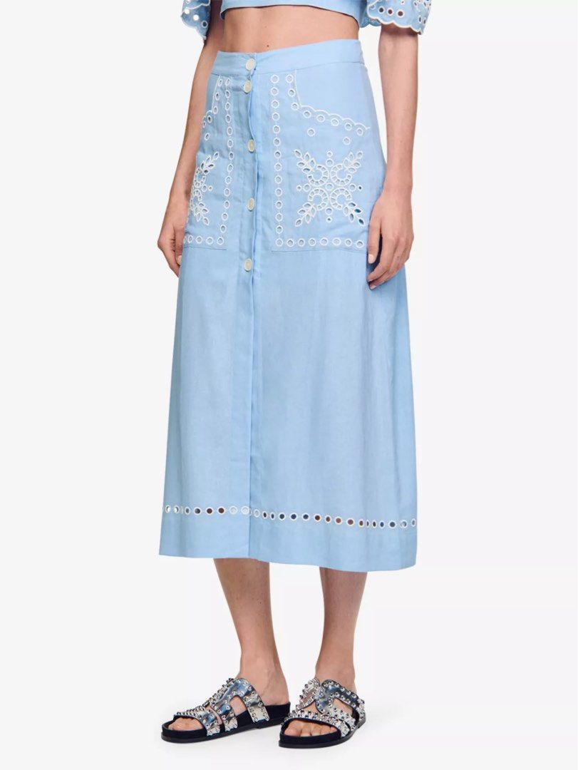 【海外限定】Sandroスカート☆Draped-Waist Ruffled Linen-Blend Sandro_SFPRO04097-11_F_1.jpg