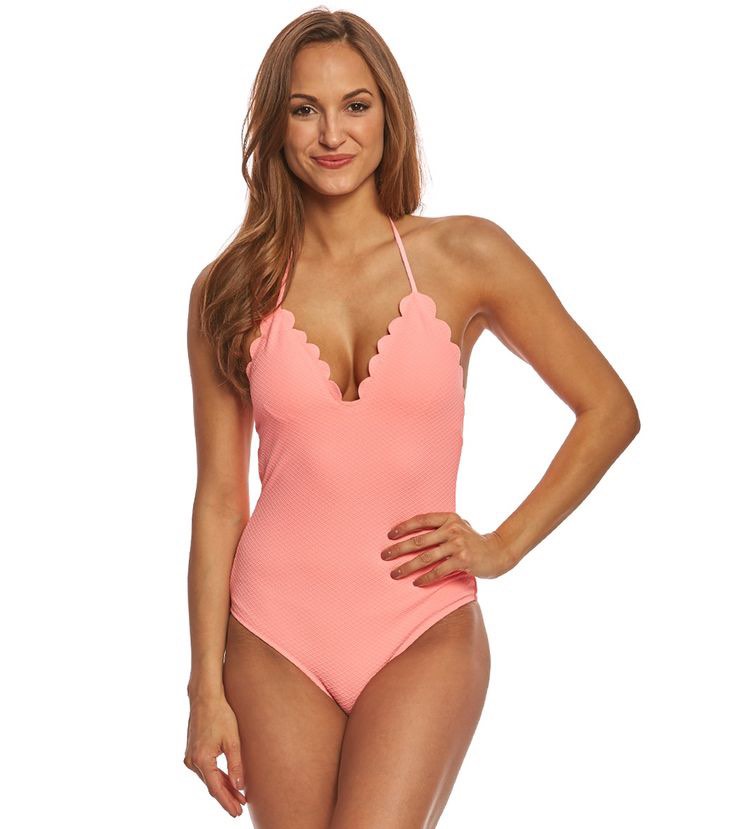 Scalloped Edge Halter One Piece Swimsuit Women s Fashion Swimwear Bikinis Swimsuits on Carousell