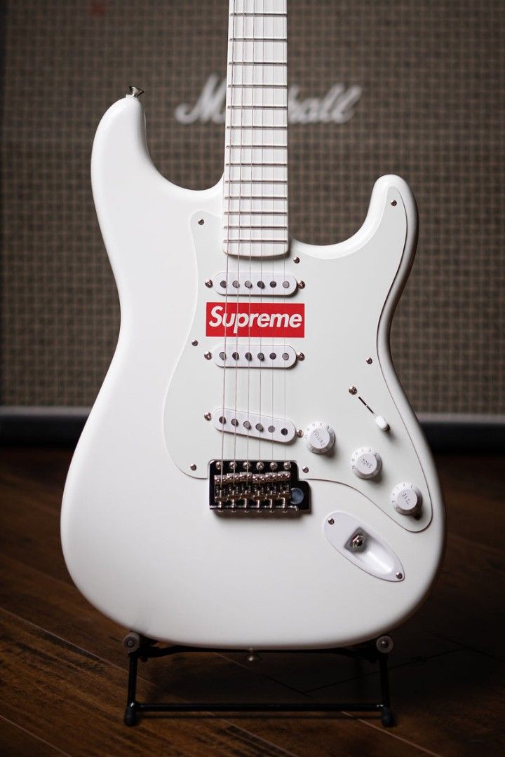Supreme x Fender Electric Guitar (Category: Musical Instruments) located in Taguig. Submitted by stryan (Listing ID 1307923315, Image 2). Description: Supreme x Fender Electric Guitar|Negotiable/Can Trade Condition: 10/10 (Like New) Origin: Japan Ownership: Second Owner Accessories: comes with replacement case only, no guitar strap included Make and Model: Supreme x Fender Electric Guitar Replaced Strings with clifton nickel plated strings Can be