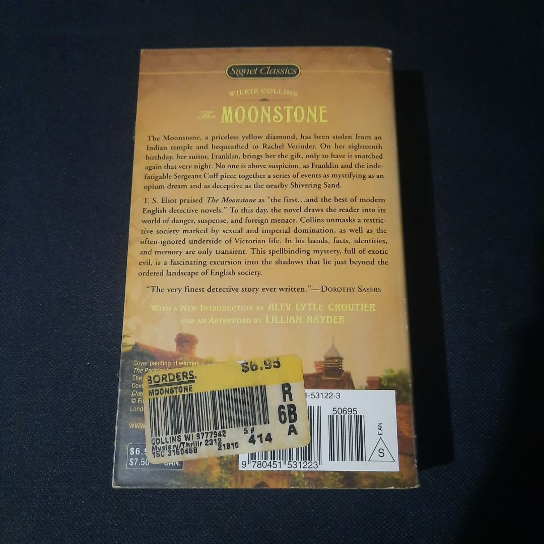 The Moonstone by Wilkie Collins (Category: Storybooks) located in Caloocan City. Submitted by preloved.decluttering (Listing ID 1320565452, Image 2). Description: The Moonstone by Wilkie Collins Mass market paperback.