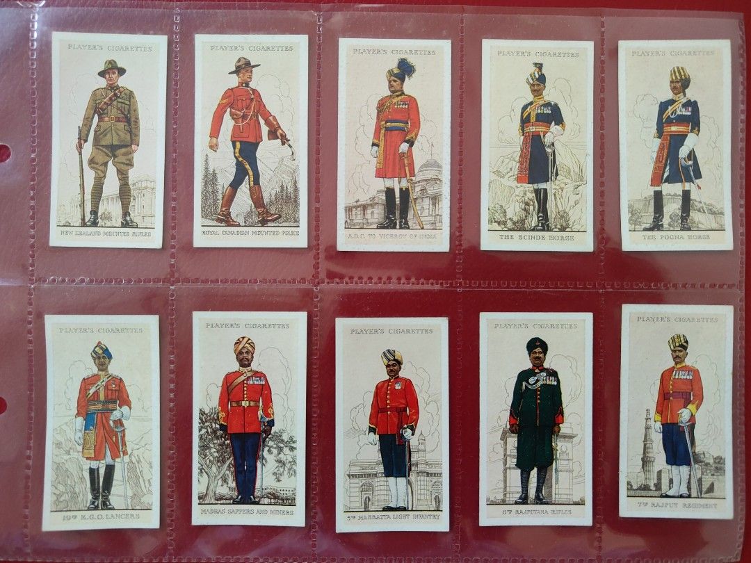 players cigarette cards military uniforms of the british empire overseas A framed set 50 John Player cards, of A page from a vintage