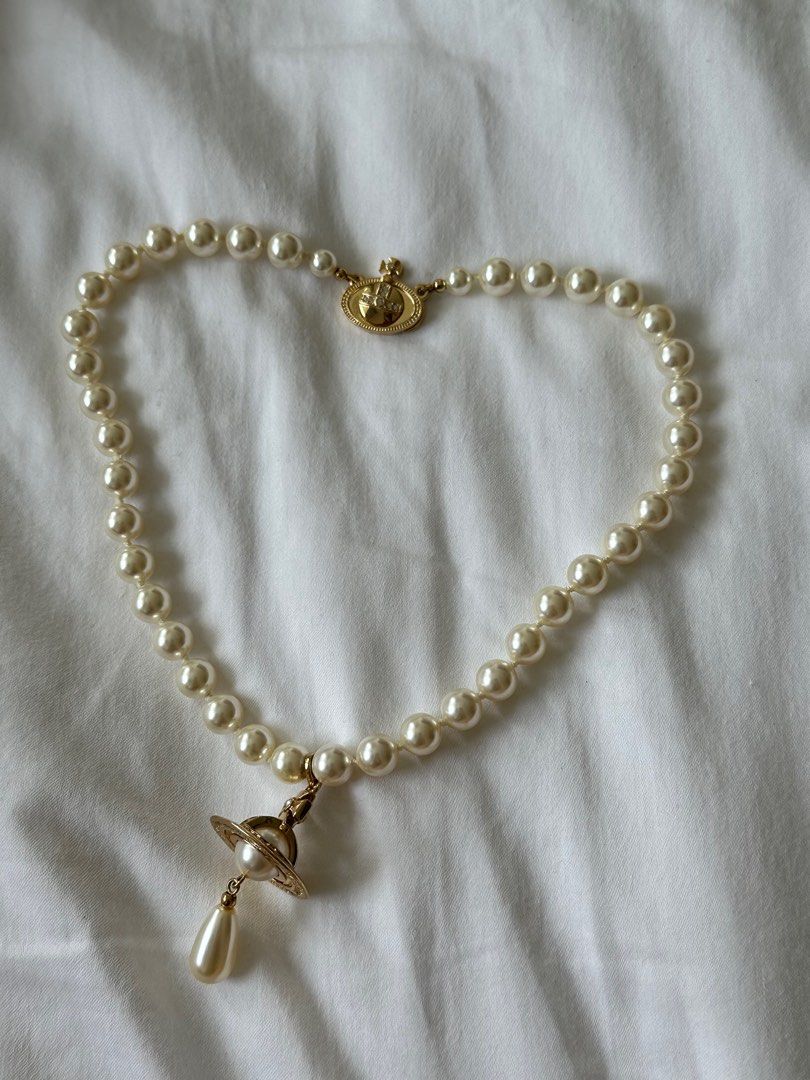 Vivienne Westwood One Row Pearl Drop Choker, Women's Fashion