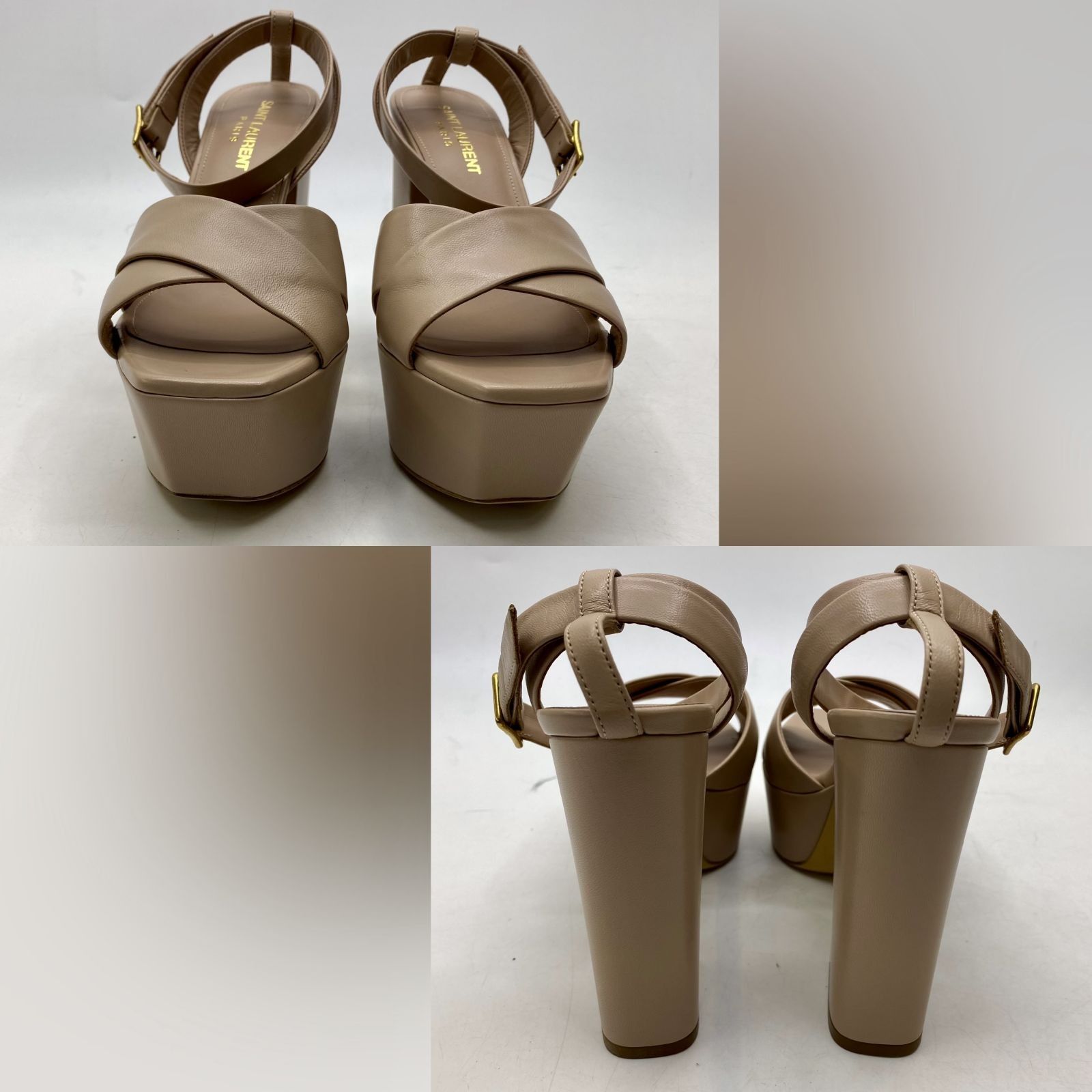YVES SAINT LAURENT 484787 NUDE FARRAH PLATFORM 35.5 HEELS 247040756 WE