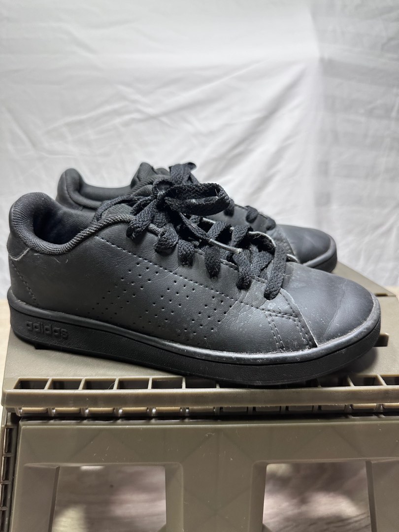 Adidas black leather school shoes top