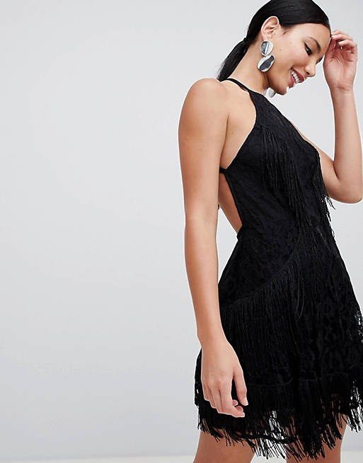 Halter fringe dress clearance