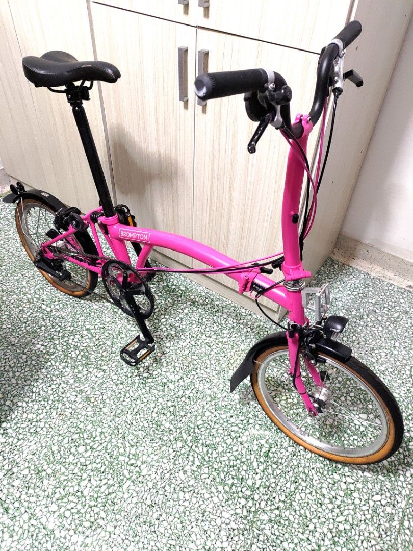 Brompton hot pink 9 speed mod