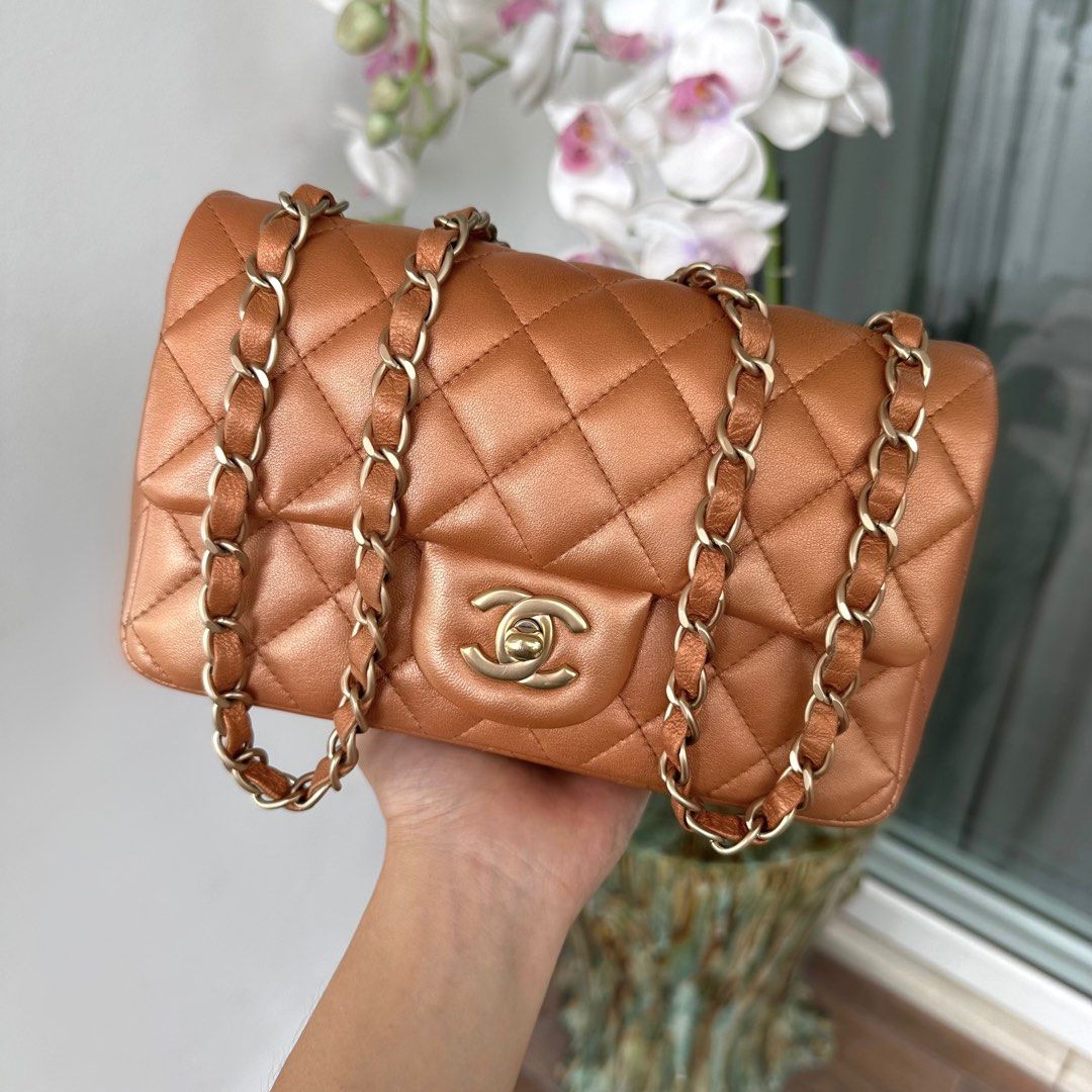 Chanel Mini Metallic Caramel with Aged Gold Hardware Luxury Bags Wallets on Carousell