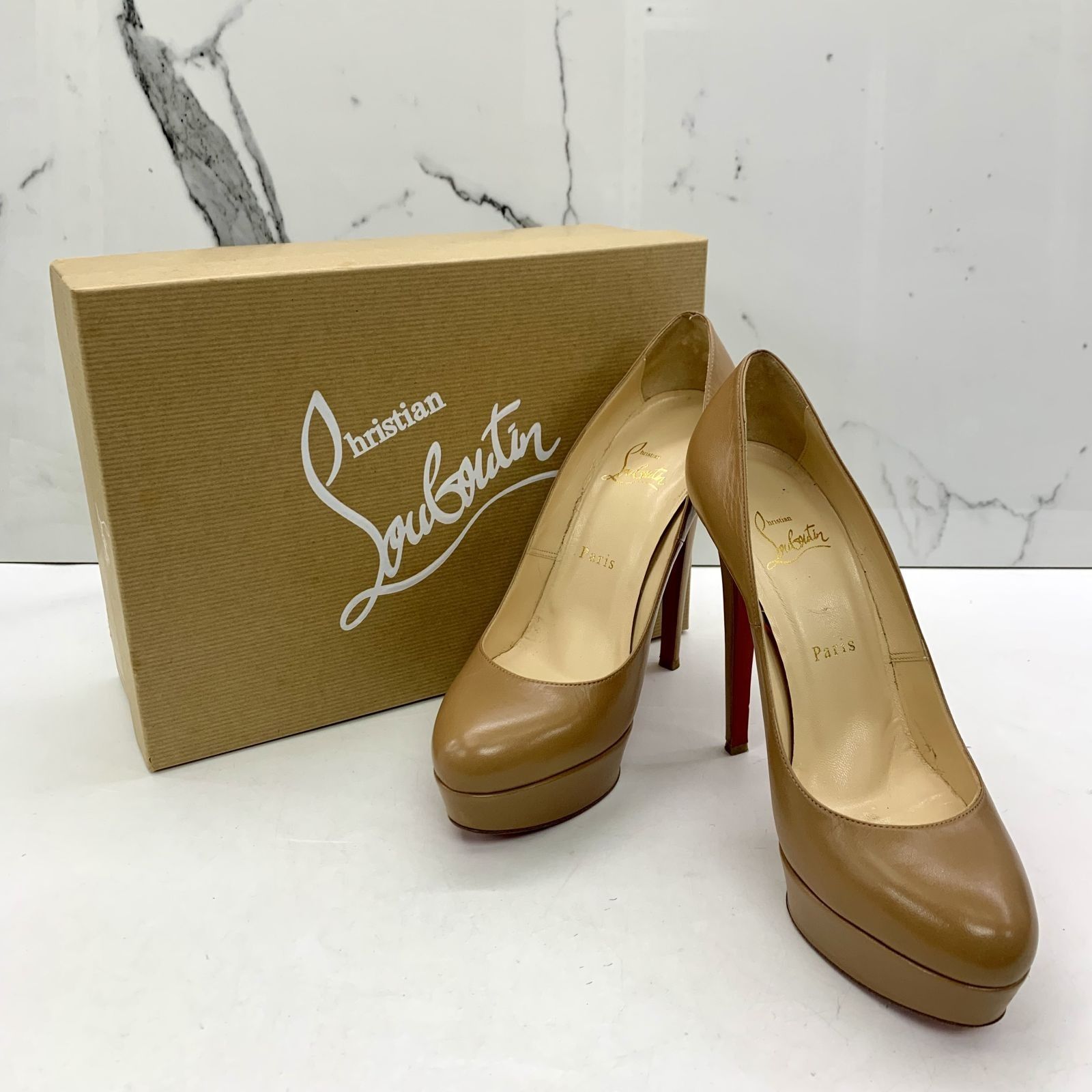 CHRISTIAN LOUBOUTIN BEIGE NUDE COLOUR ROUND TOES HEELS 38.5 247038869 Luxury Sneakers Footwear on Carousell