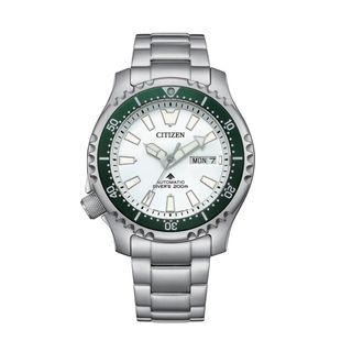 CITIZEN 星辰 PROMASTER Marine series 自動機械錶 AUTOMATIC NY0168-64A 不銹鋼 合成橡膠錶帶 綠色圈 白色面 套裝 限量版 200米 防水 NY016864A64246685677186110