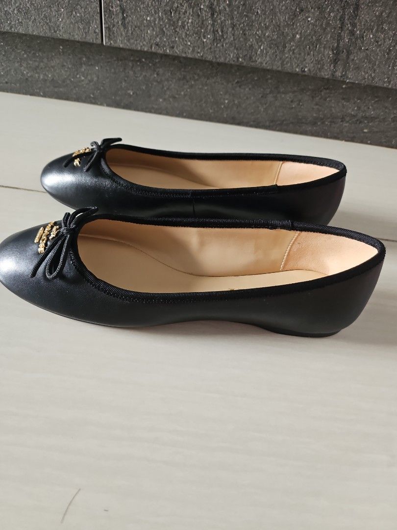 靴 COACH   ALINA LEATHER BALLET Coach Alina Ballet Flat Women's Black Size 9.5 Leather Slip