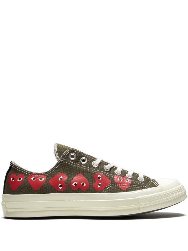 Converse x CDG Multi Love Khaki Green Shoes Fesyen Wanita Sepatu di Carousell