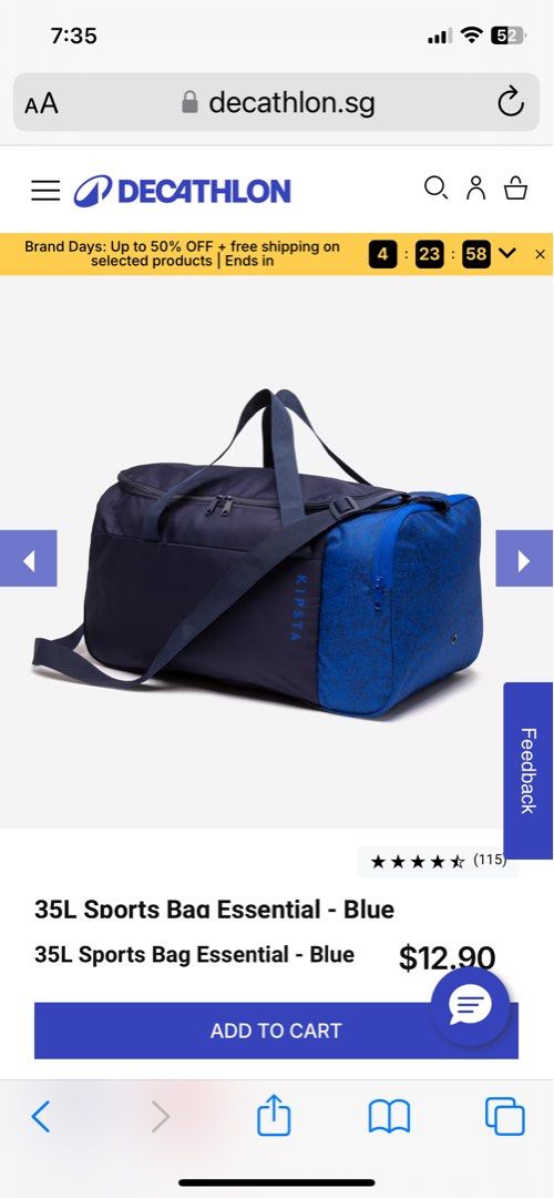 Decathlon gym bag shop