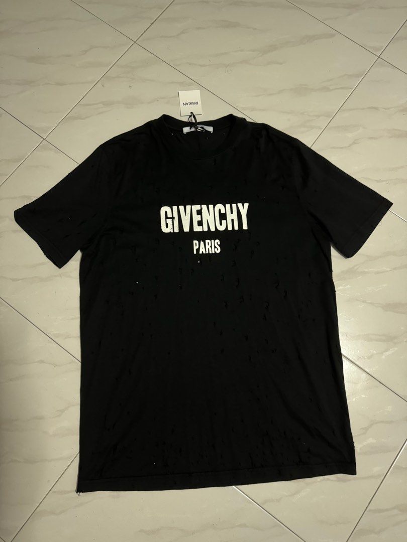 Givenchy Paris Distressed Logo Tee Men s Fashion Tops Sets Tshirts Polo Shirts on Carousell
