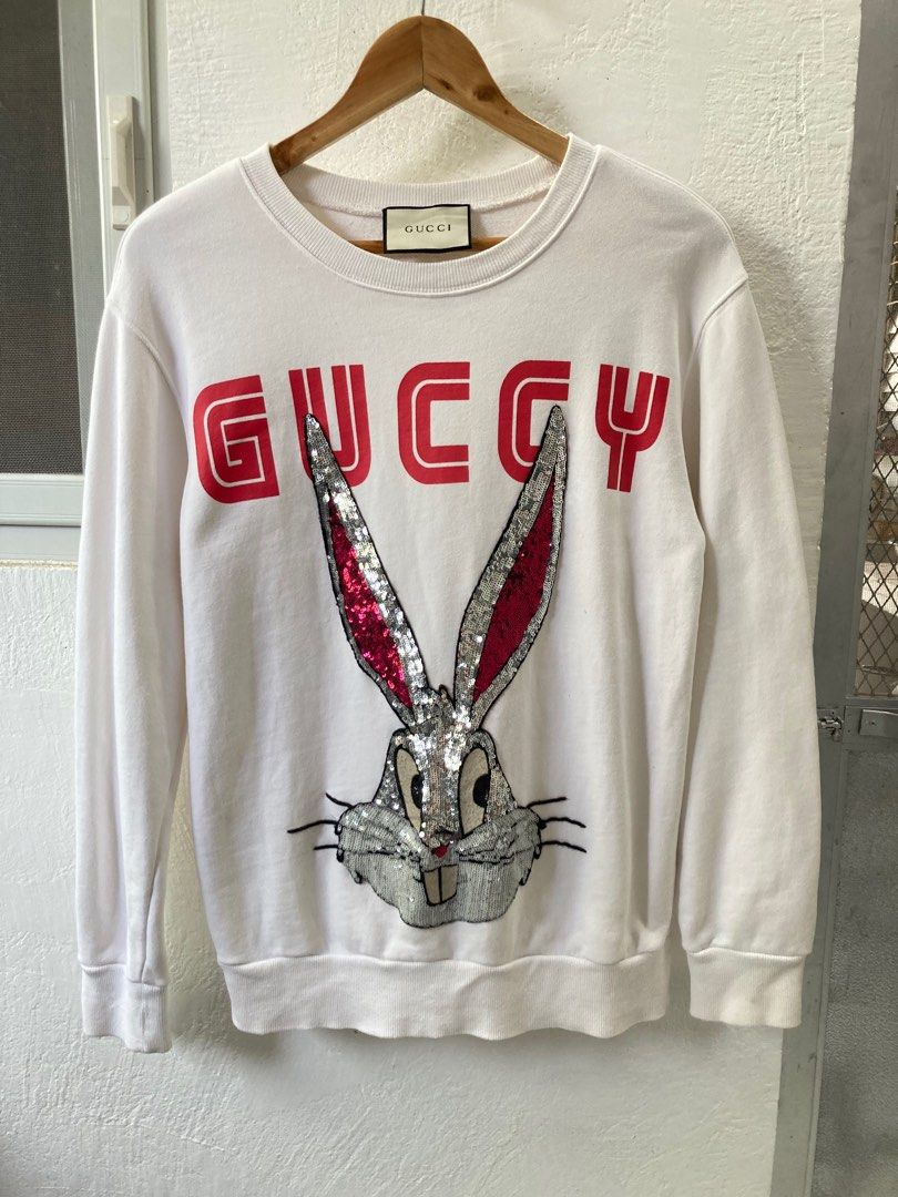 Gucci Bugs Bunny White Crewneck Sweatshirt for Men s S on tag dimes is 19.4 X 27 Men s Fashion Tops Sets Hoodies on Carousell